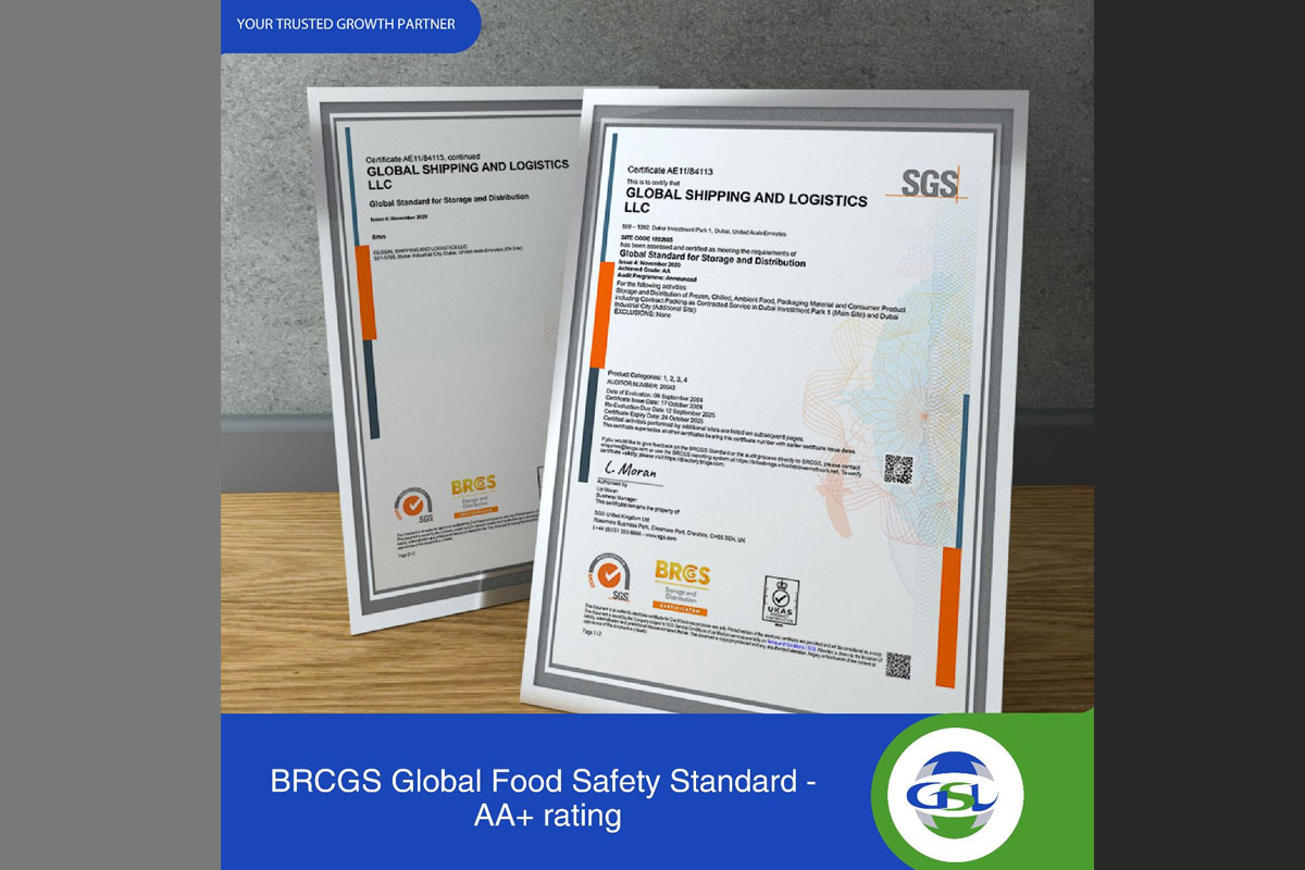 Global Shipping and Logistics Achieves BRCGS AA+ for Food Safety!