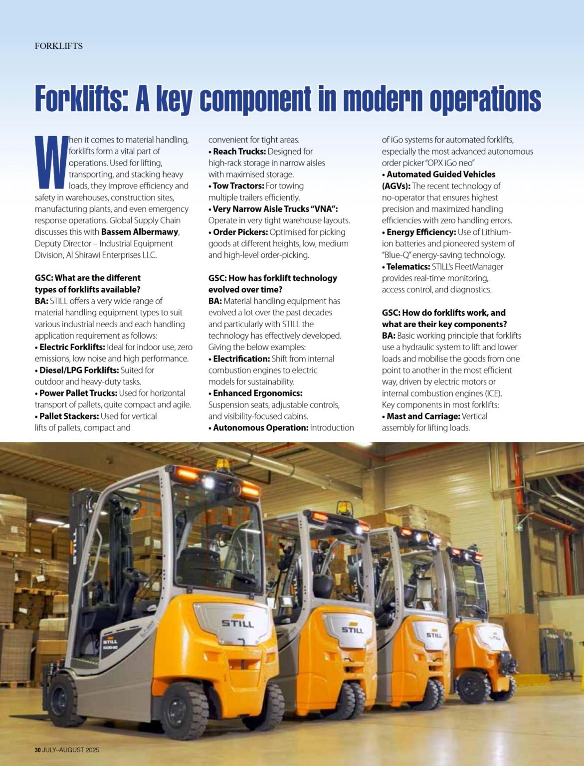 Proudly Featured in Global Supply Chain Magazine: Forklift Innovation at Al Shirawi Enterprises