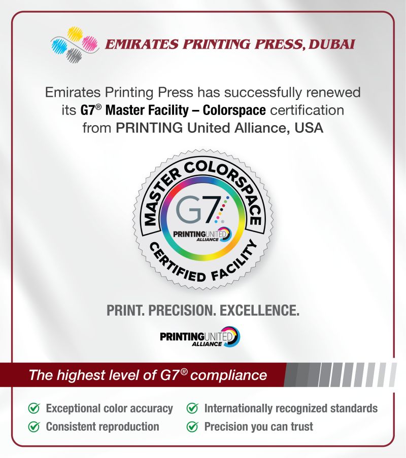 Emirates Printing Press Renews G7® Master Facility Colorspace Certification